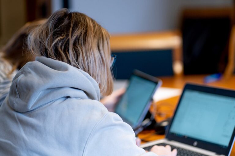 Working with laptop and tablet
