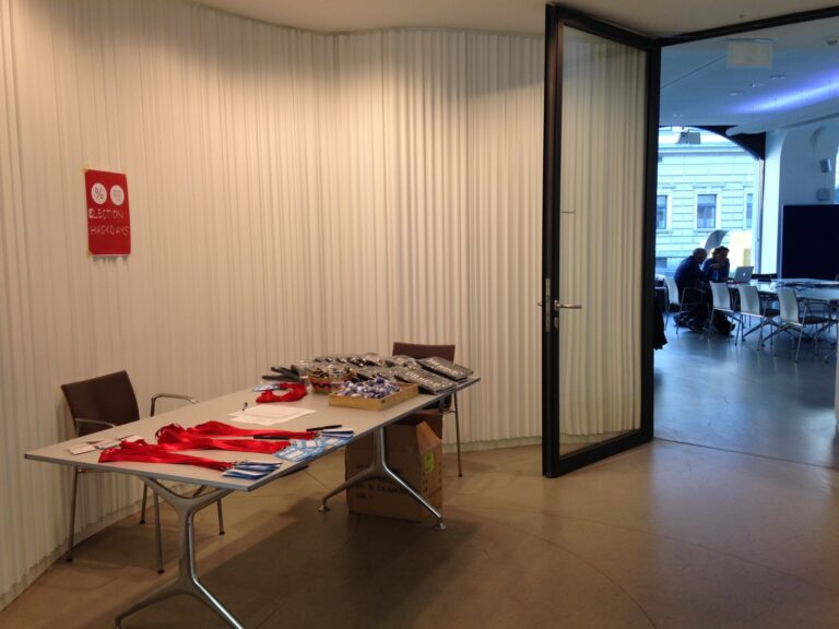 Registration desk at the Election Hackdays