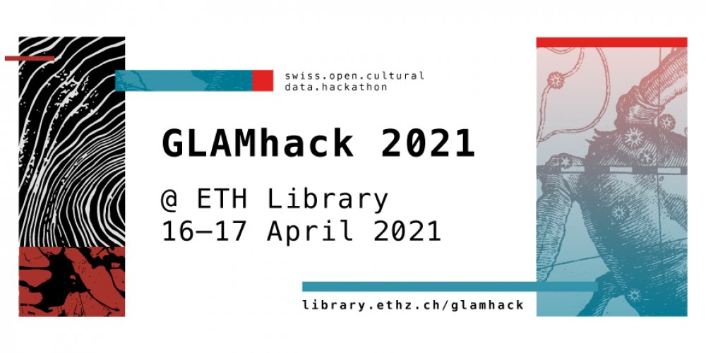 Ankündigungsbild von opendata.ch für «GLAMhack 2021»
