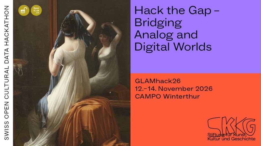 Announcement image published by opendata.ch for “GLAMhack 2026”