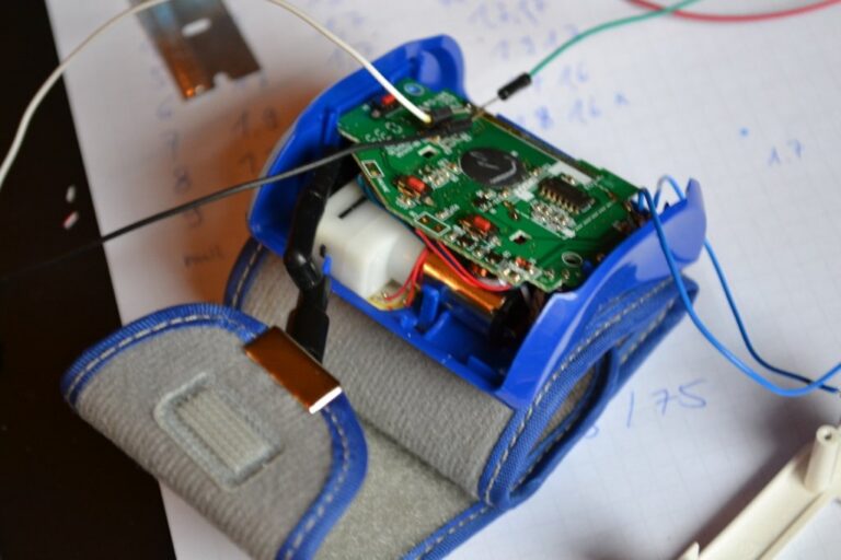 Opened blood pressure monitor with wires (Open Med Sensor)