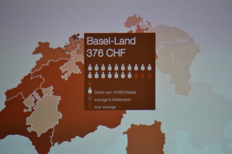 Map of health insurance premiums, Basel-Land highlighted