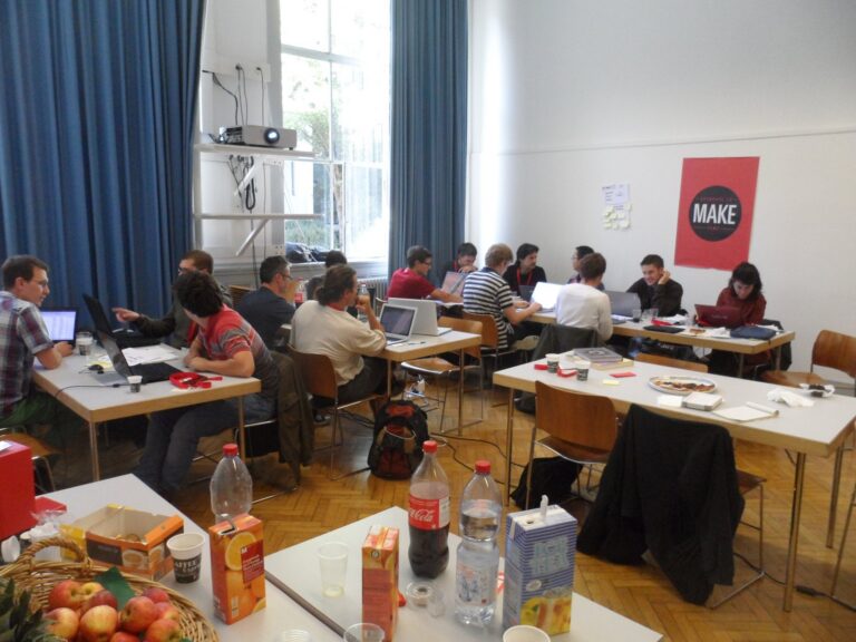 Room full of working teams