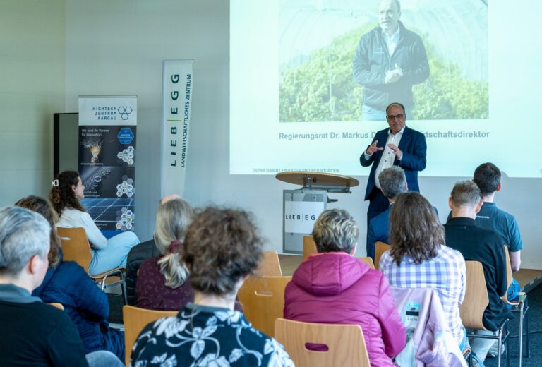 Cantonal councillor Markus Dieth at the media event