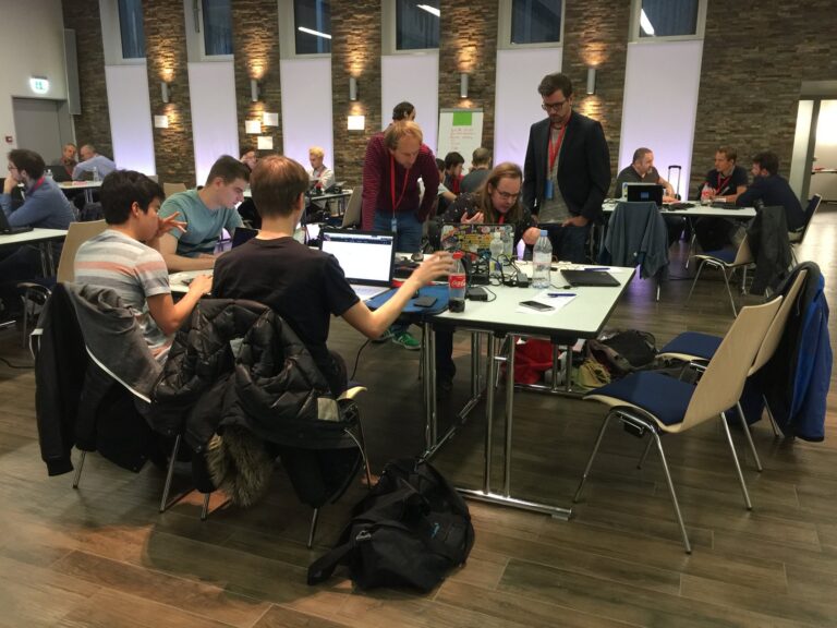 The teams at work