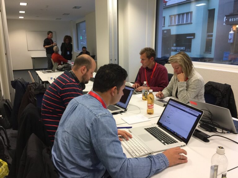 Discussion at one of the team tables