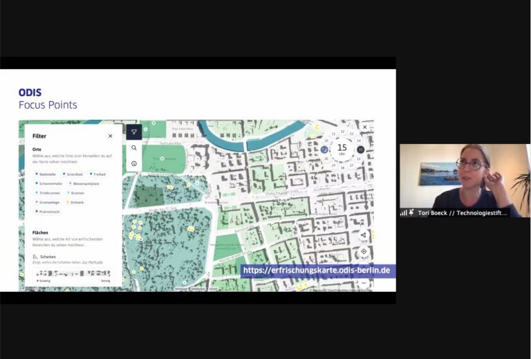 Tori Boeck presenting ODIS Berlin’s cooling map