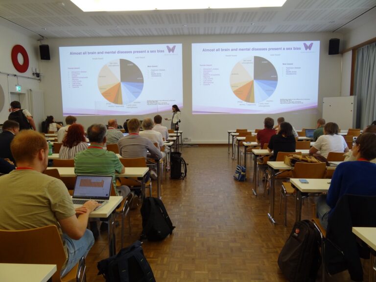 Main hall with a slide on sex differences in brain diseases